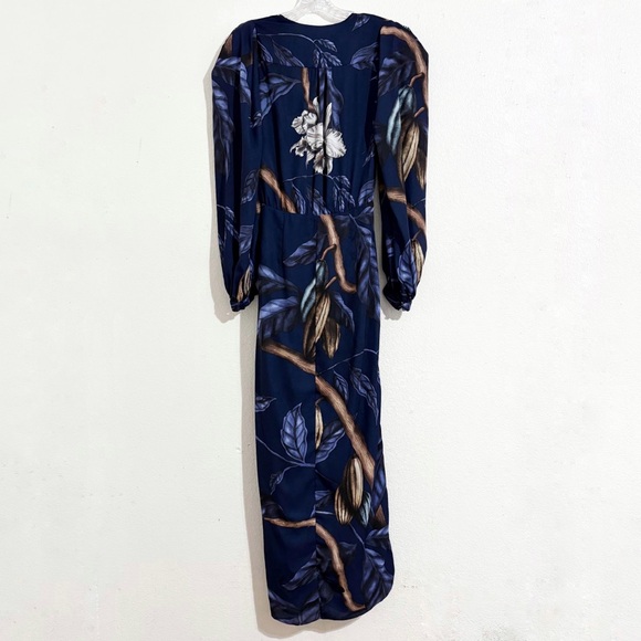 Johanna Ortiz‎ Reino Vegetal Printed Wrap Midi Dress in Blue Floral - Picture 4 of 9